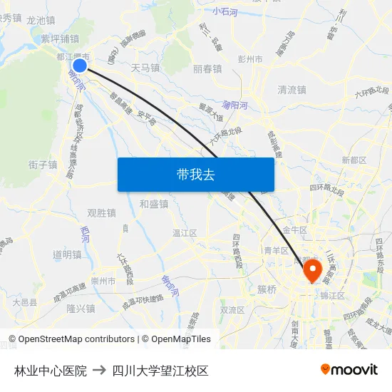 林业中心医院 to 四川大学望江校区 map