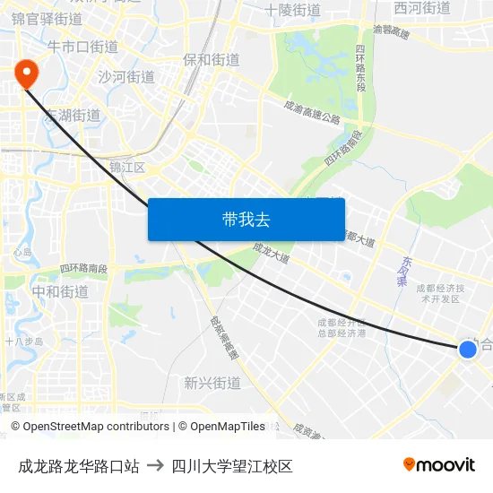 成龙路龙华路口站 to 四川大学望江校区 map