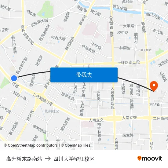 高升桥东路南站 to 四川大学望江校区 map