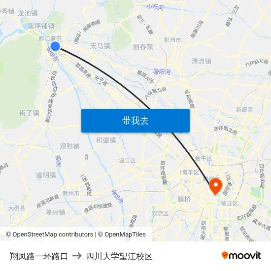 翔凤路一环路口 to 四川大学望江校区 map