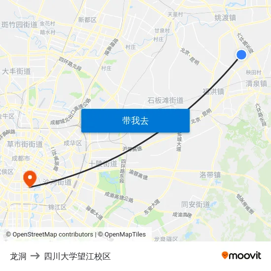 龙洞 to 四川大学望江校区 map