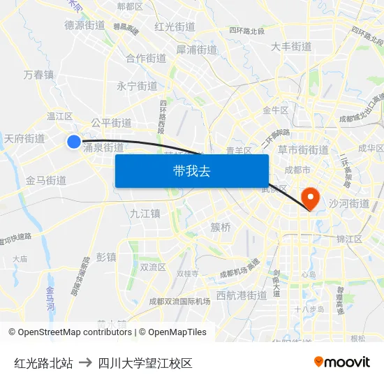 红光路北站 to 四川大学望江校区 map