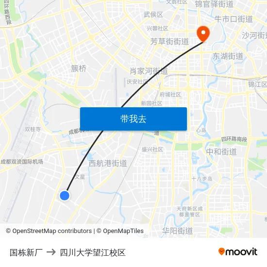 国栋新厂 to 四川大学望江校区 map