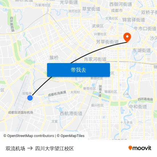 双流机场 to 四川大学望江校区 map