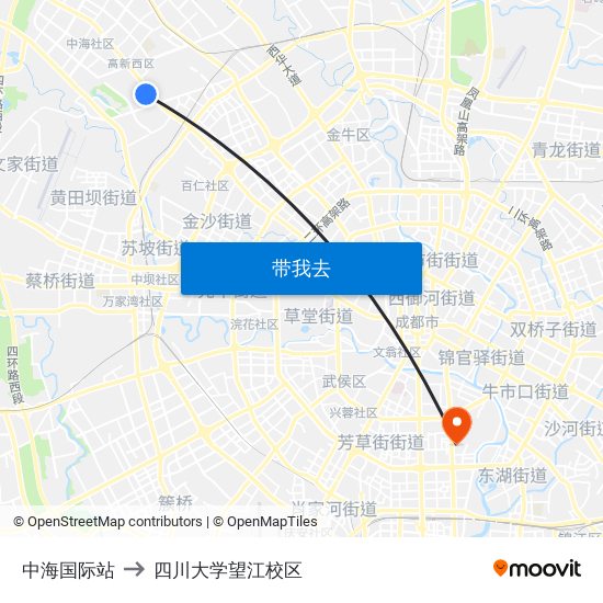 中海国际站 to 四川大学望江校区 map