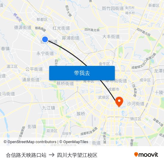 合信路天映路口站 to 四川大学望江校区 map
