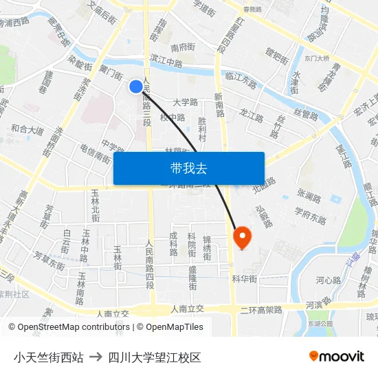 小天竺街西站 to 四川大学望江校区 map