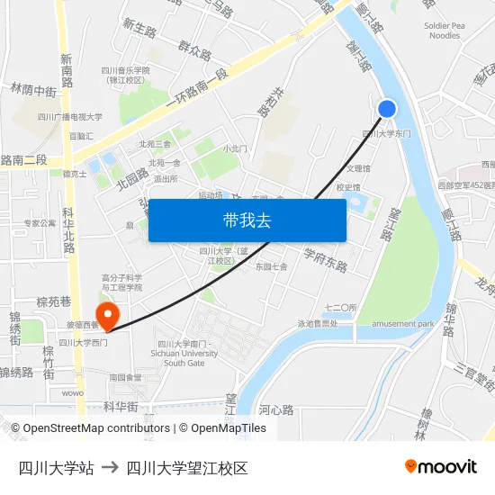 四川大学站 to 四川大学望江校区 map