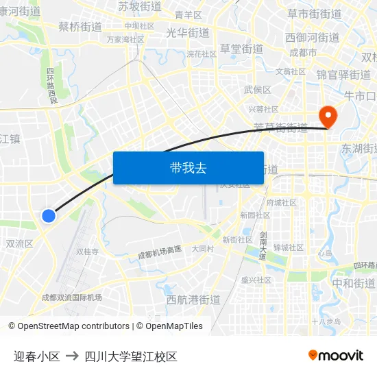 迎春小区 to 四川大学望江校区 map