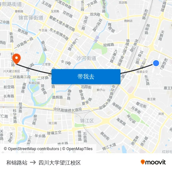 和锦路站 to 四川大学望江校区 map
