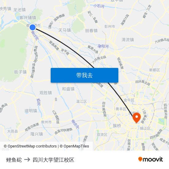 鲤鱼砣 to 四川大学望江校区 map