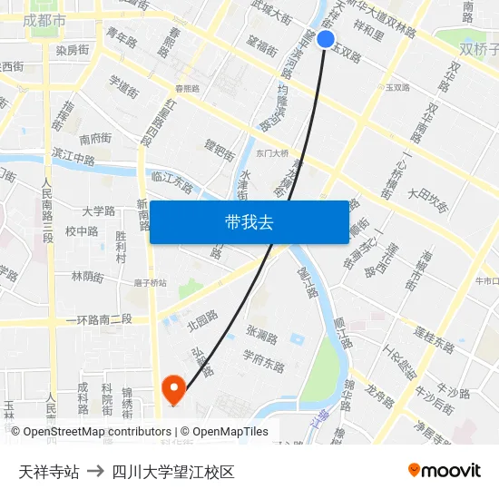 天祥寺站 to 四川大学望江校区 map