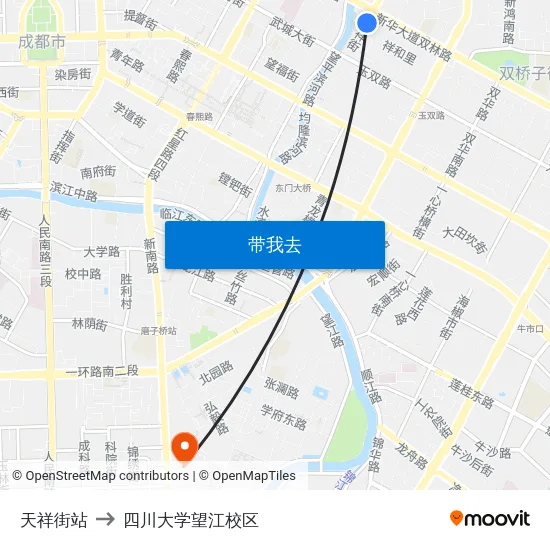 天祥街站 to 四川大学望江校区 map