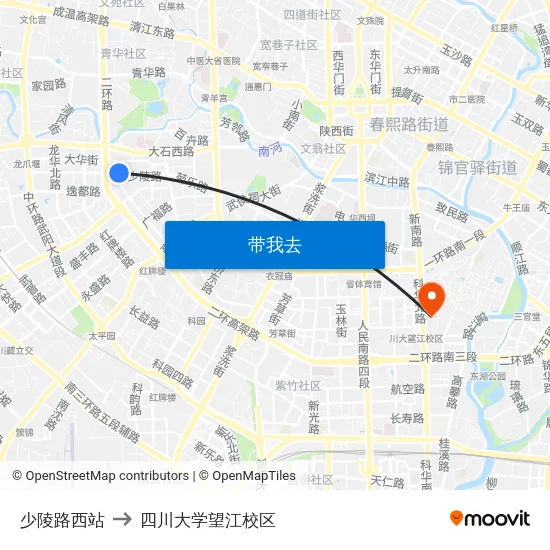 少陵路西站 to 四川大学望江校区 map