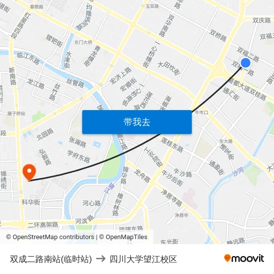 双成二路南站(临时站) to 四川大学望江校区 map