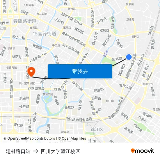 建材路口站 to 四川大学望江校区 map