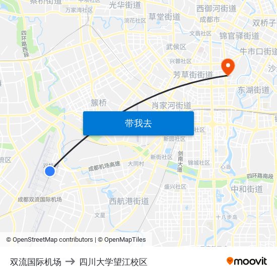 双流国际机场 to 四川大学望江校区 map