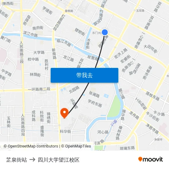 芷泉街站 to 四川大学望江校区 map