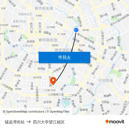 猛追湾街站 to 四川大学望江校区 map