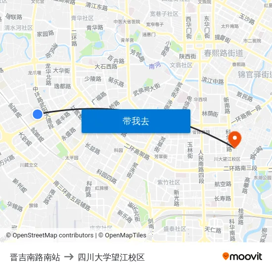 晋吉南路南站 to 四川大学望江校区 map