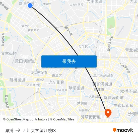 犀浦 to 四川大学望江校区 map