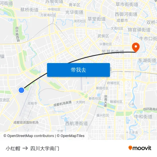 小红帽 to 四川大学南门 map