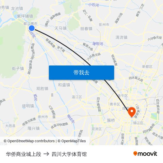 华侨商业城上段 to 四川大学体育馆 map