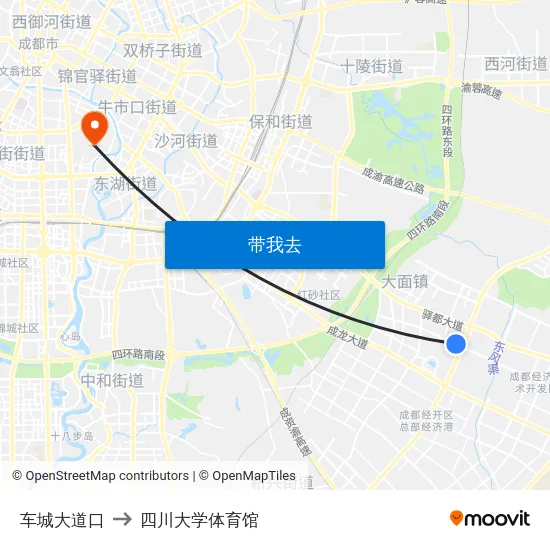车城大道口 to 四川大学体育馆 map