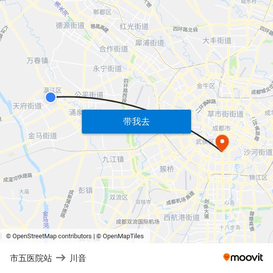 市五医院站 to 川音 map