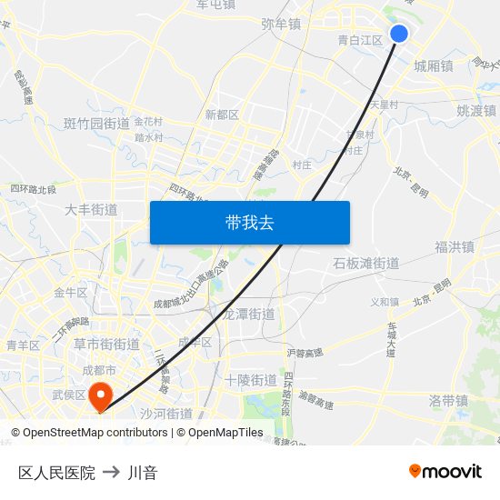 区人民医院 to 川音 map
