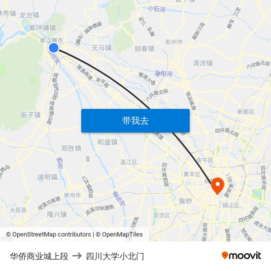 华侨商业城上段 to 四川大学小北门 map