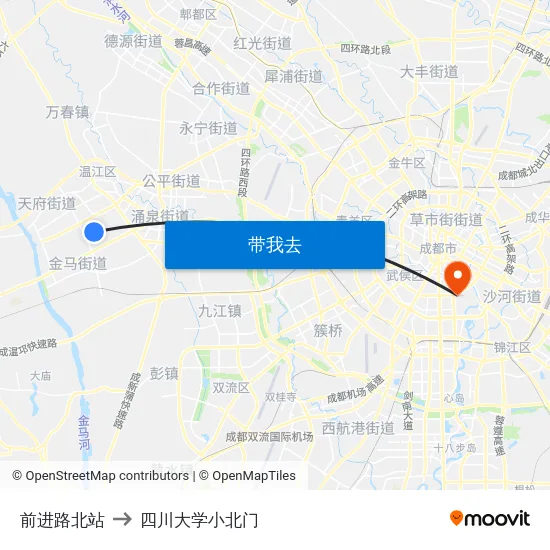 前进路北站 to 四川大学小北门 map