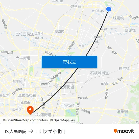 区人民医院 to 四川大学小北门 map