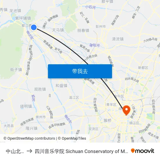 中山北路 to 四川音乐学院 Sichuan Conservatory of Music map