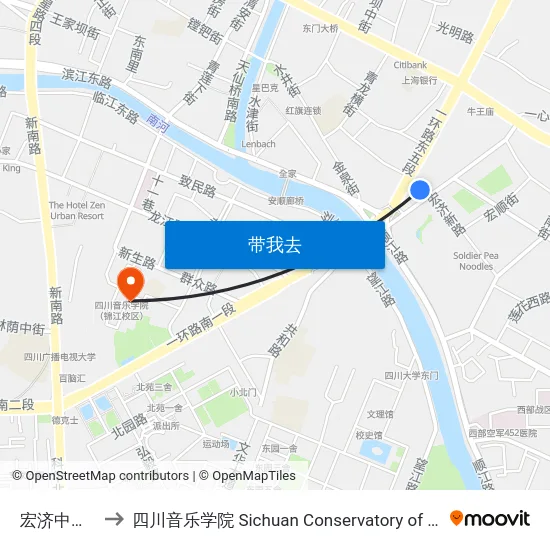 宏济中路站 to 四川音乐学院 Sichuan Conservatory of Music map