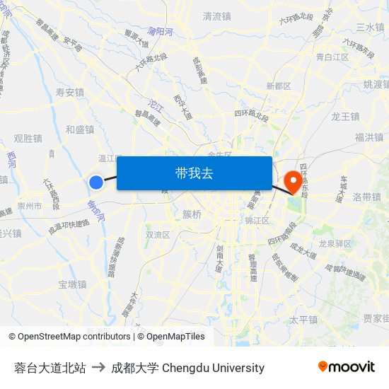 蓉台大道北站 to 成都大学 Chengdu University map