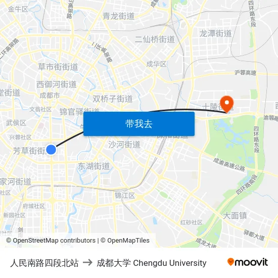 人民南路四段北站 to 成都大学 Chengdu University map
