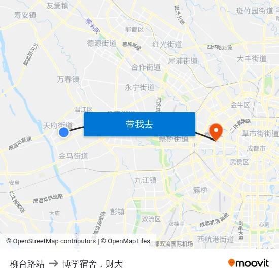 柳台路站 to 博学宿舍，财大 map
