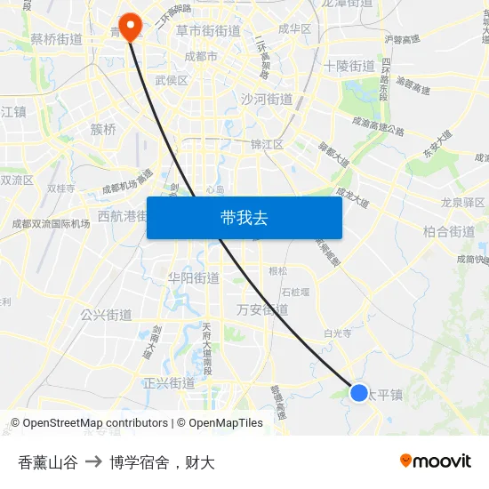 香薰山谷 to 博学宿舍，财大 map
