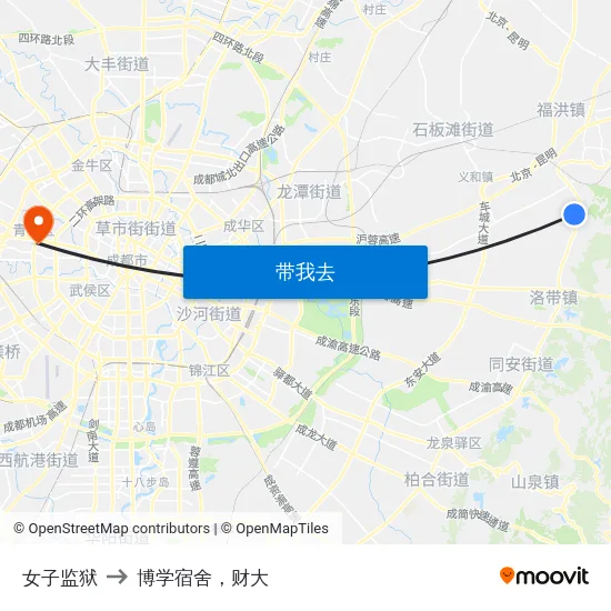 女子监狱 to 博学宿舍，财大 map