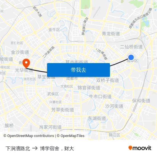 下涧漕路北 to 博学宿舍，财大 map