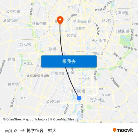 南湖路 to 博学宿舍，财大 map