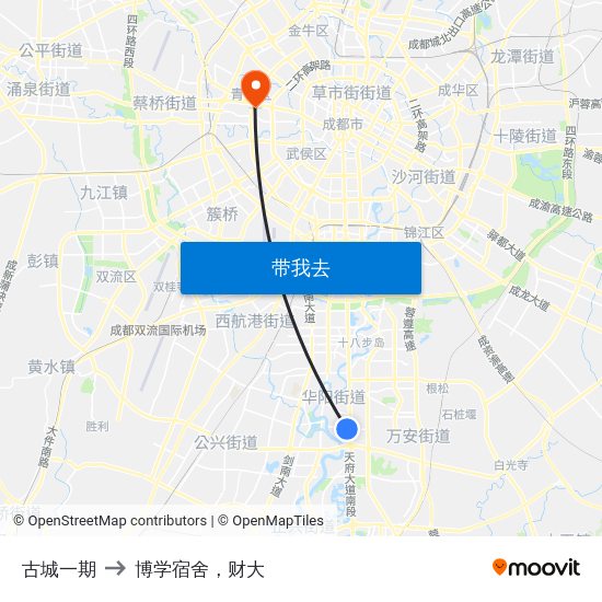 古城一期 to 博学宿舍，财大 map