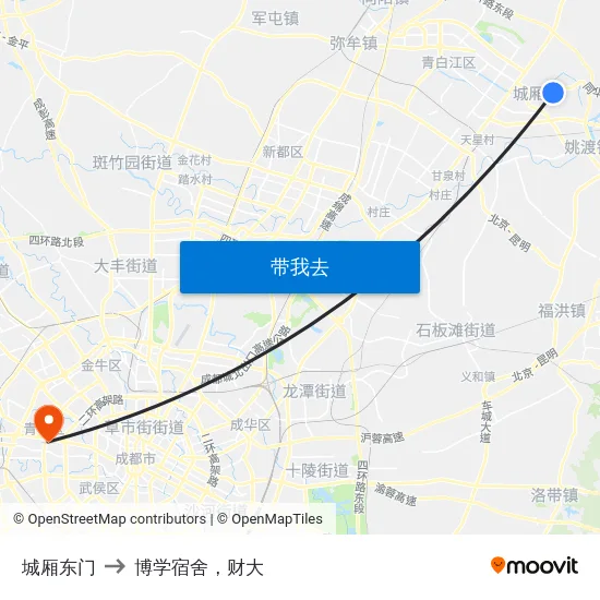 城厢东门 to 博学宿舍，财大 map