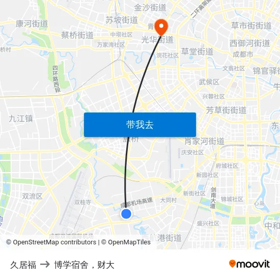 久居福 to 博学宿舍，财大 map