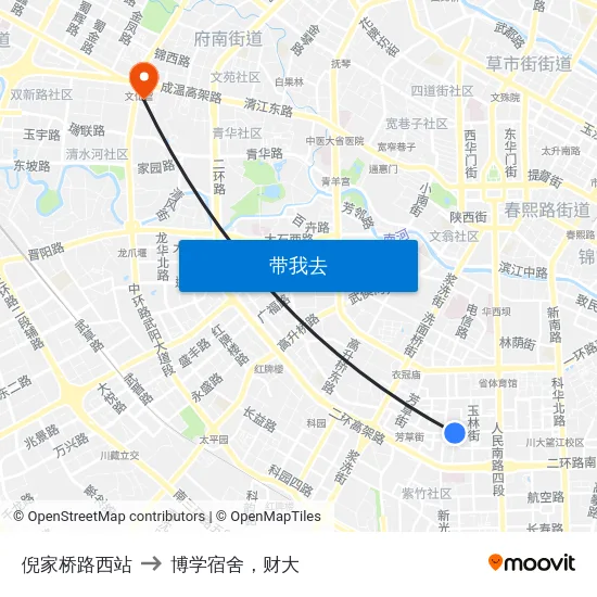 倪家桥路西站 to 博学宿舍，财大 map