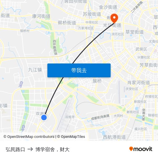 弘民路口 to 博学宿舍，财大 map