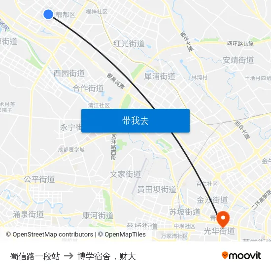 蜀信路一段站 to 博学宿舍，财大 map