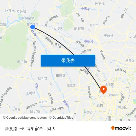 康复路 to 博学宿舍，财大 map