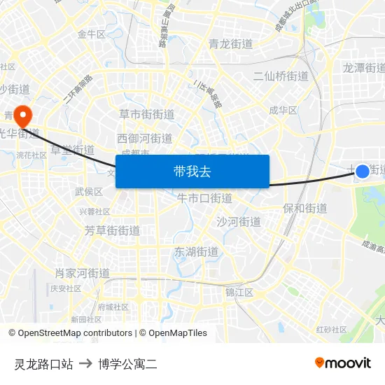 灵龙路口站 to 博学公寓二 map